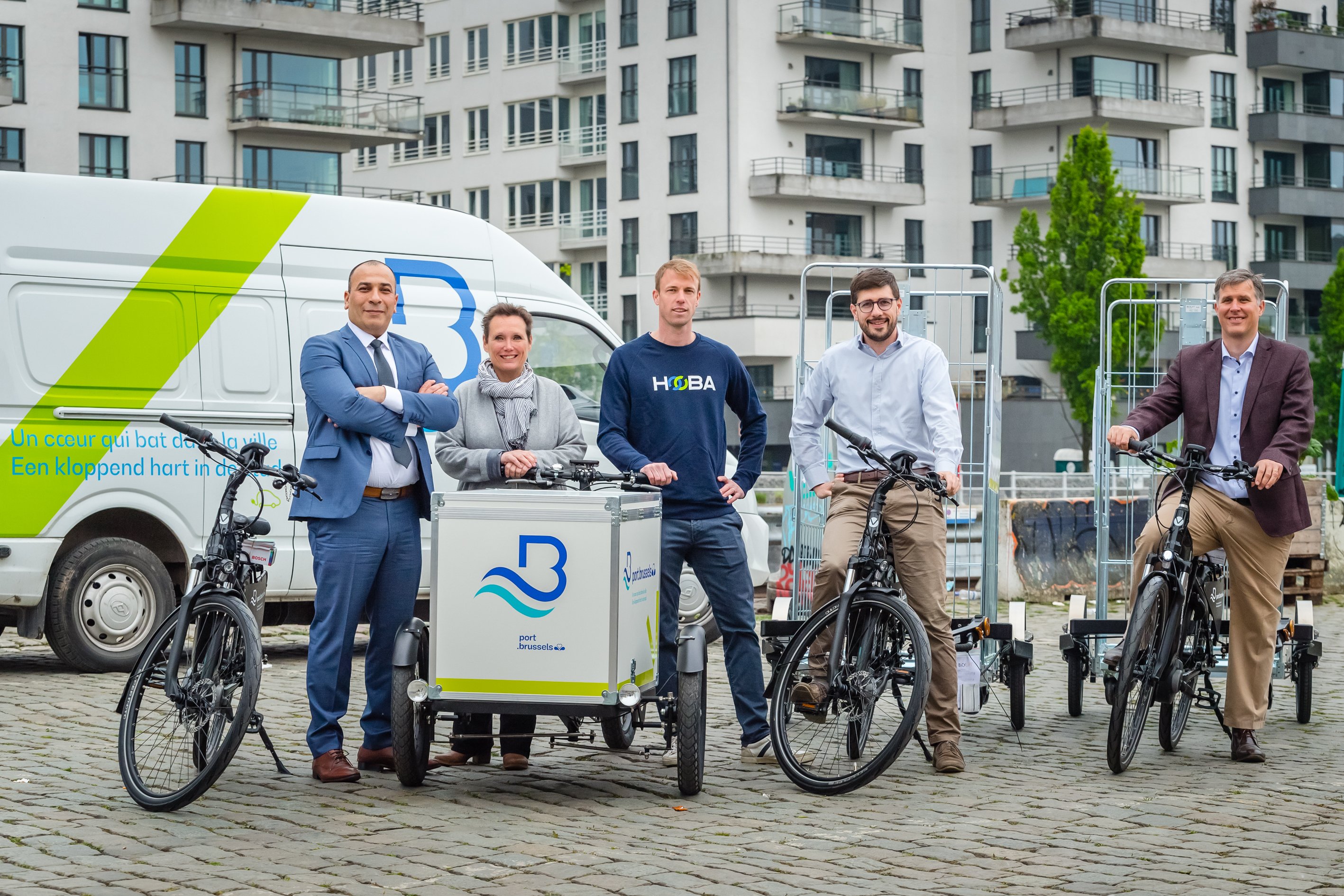 Vloot cargofietsen voor de Haven van Brussel.