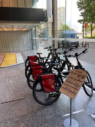 Example of a parking area for electric bike sharing among residents.