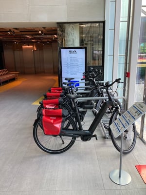 Parkeergebied voor elektrische fietsen van BEFIMMO ontwikkeld door HOOBA
