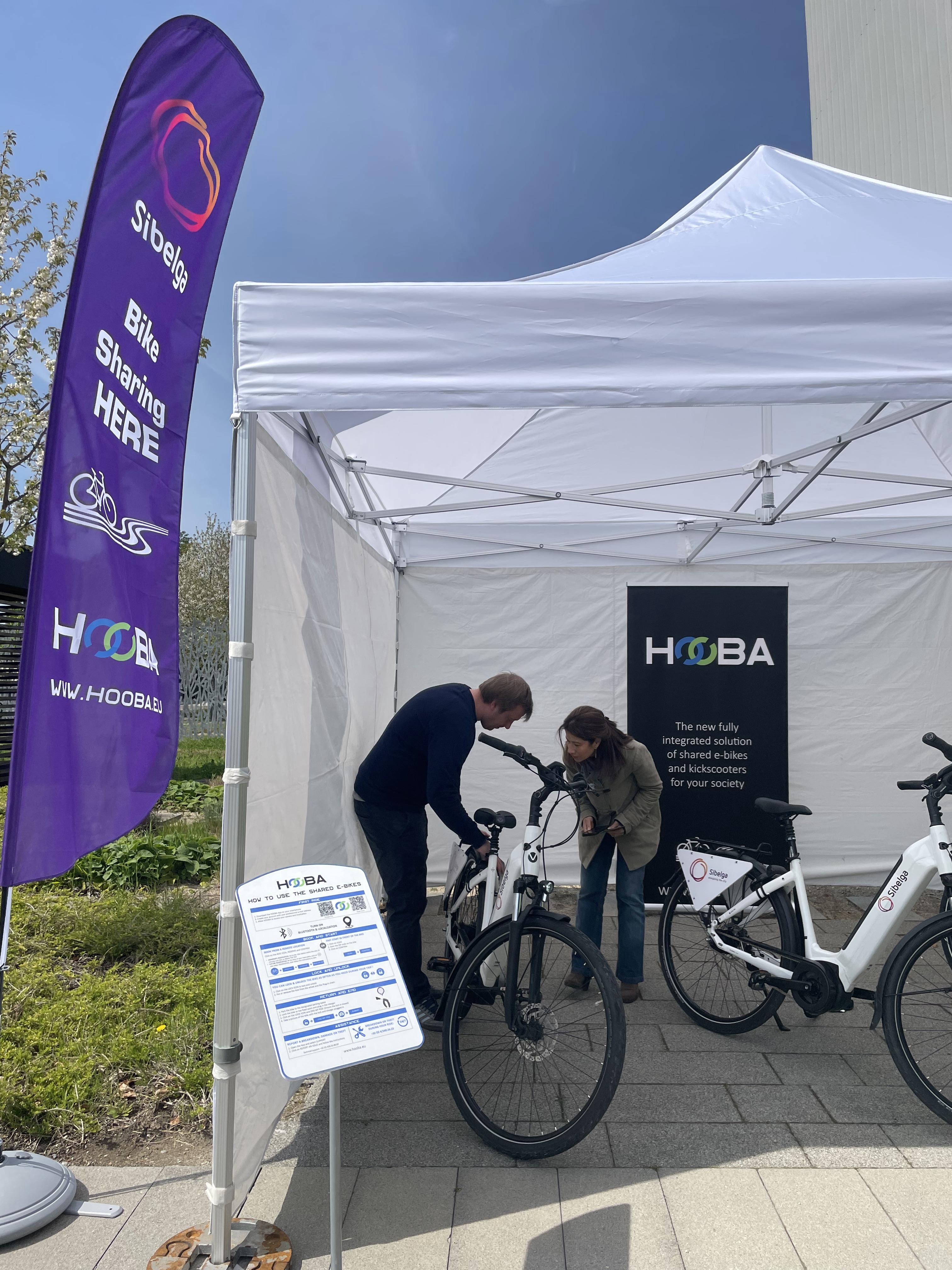 Animatie stand voor de elektrische fietsen van SIBELGA door HOOBA