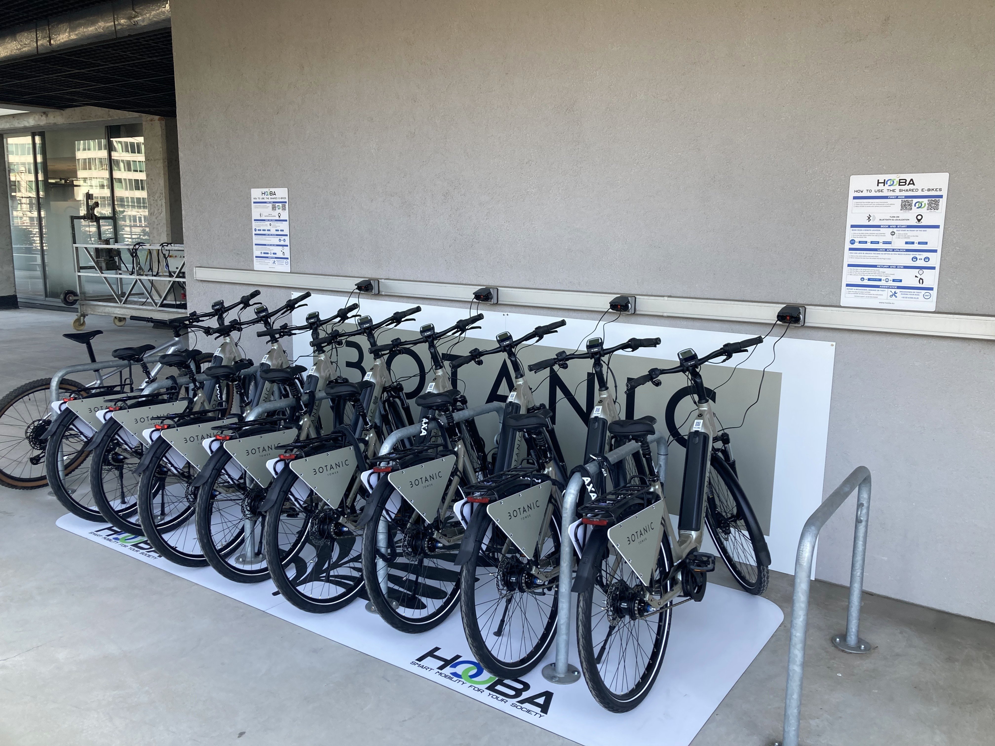 Voorbeeld van een volle parkeerplek aangeboden in onze HOOBA fietsverhuurdienst.